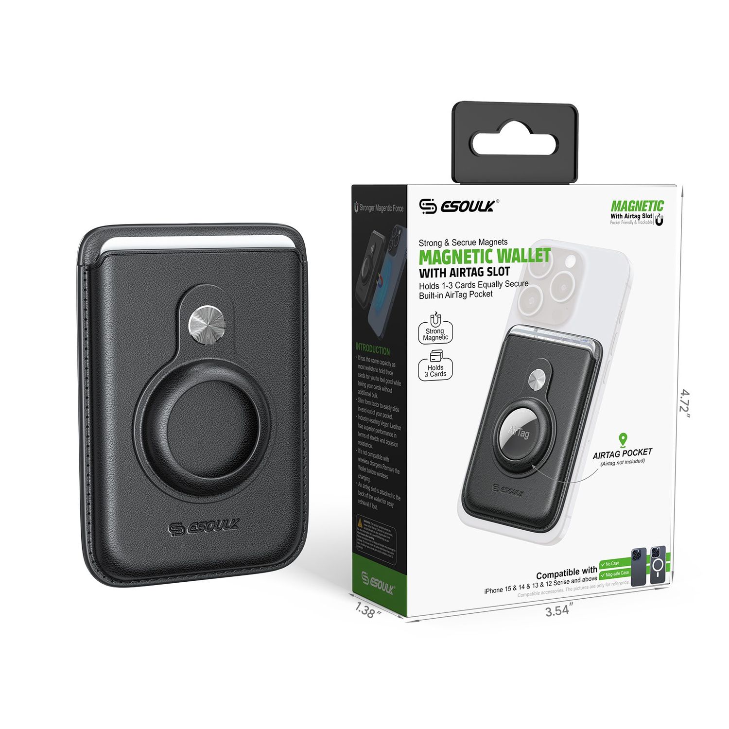 MAGNETIC WALLET WITH AIRTAG SLOT (12/48)Item: EK-3006BK