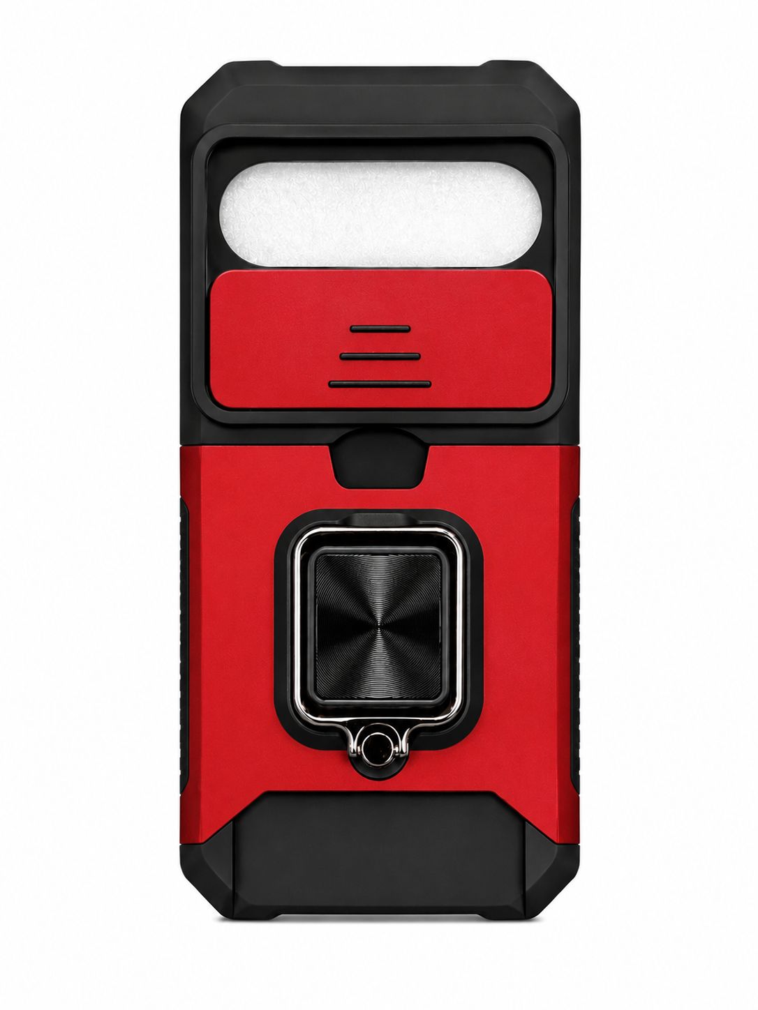 Multi-Functional Card Magnetic Ring Stand Hybrid Camera Case for Google Pixel 7 Pro - Red