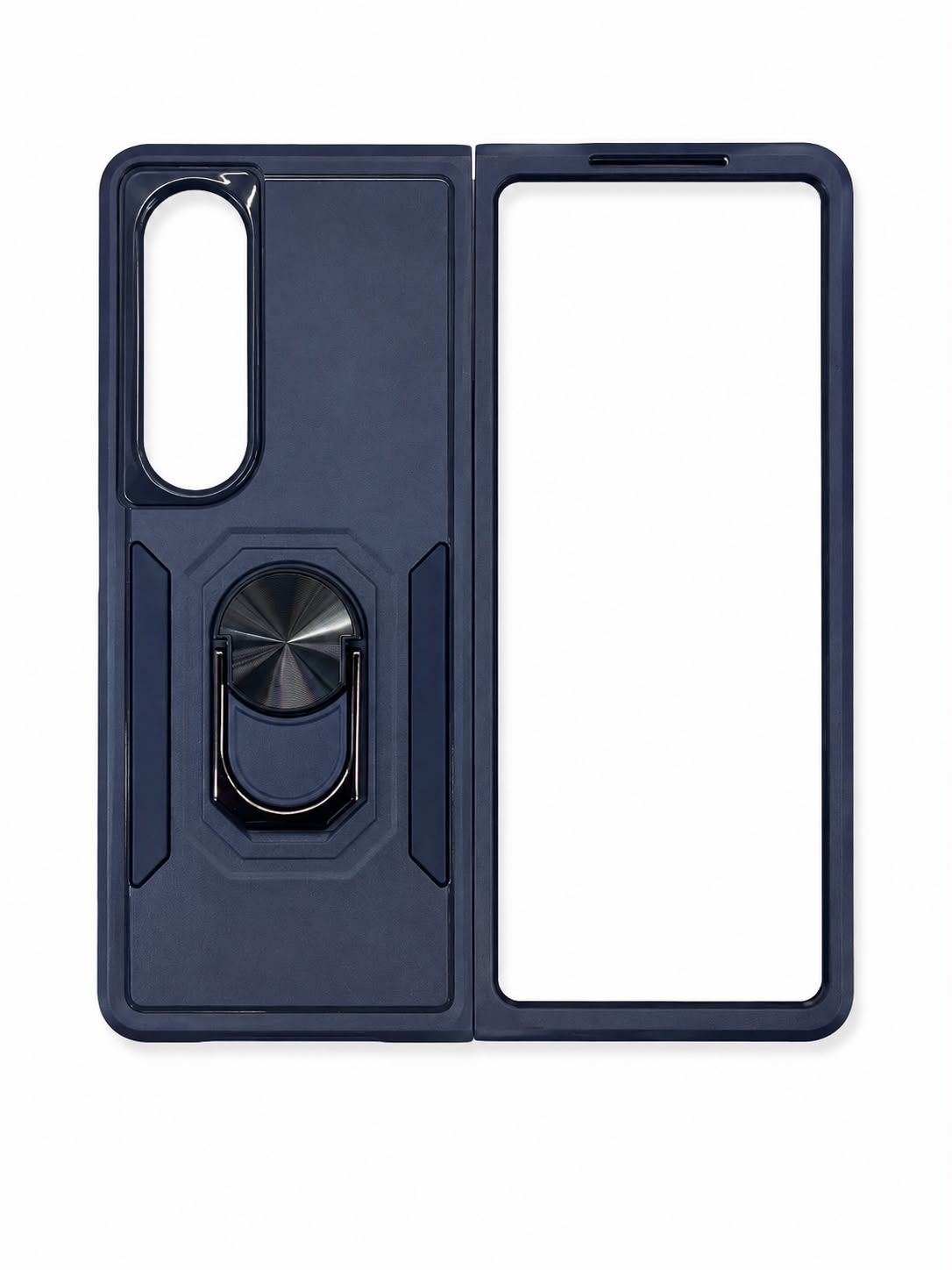 Tough Strong Dual Layer Flat Magnetic Ring Stand Case Cover For Samsung Galaxy Z Fold 4- Blue