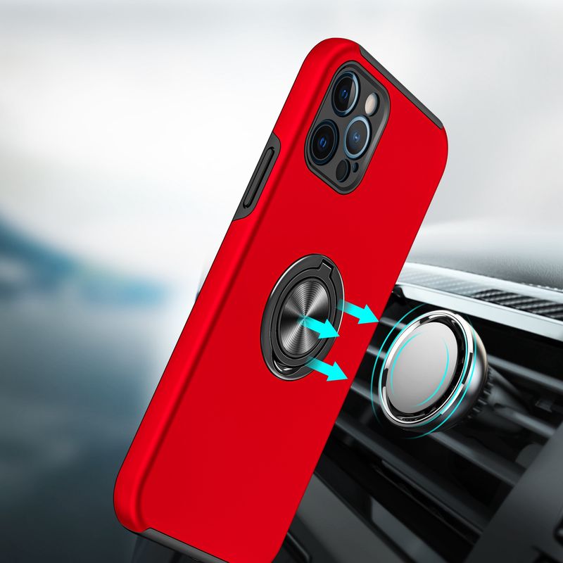 Apple iPhone SE2 (2020) 8/7 CHIEF Oil Painted Magnetic Ring Stand Hybrid Case Cover - Red