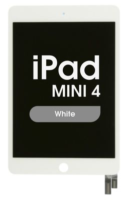 iPad Mini 4 LCD and Digitizer Assembly (Sleep / Wake Sensor Flex Pre-Installed) (White) - A1538 A1550