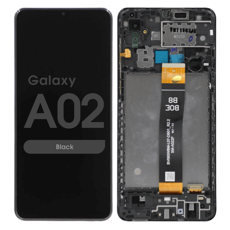 SAMSUNG A02 LCD WITH FRAME BLACK A022
