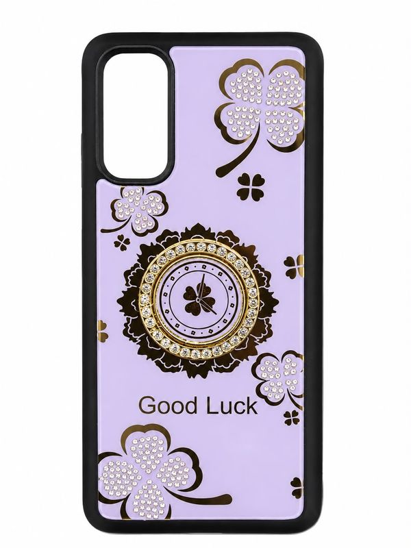 SPLENDID Diamond Glitter Ornaments Engraving Case Cover For Samsung Galaxy s20 - Good Luck Floral Purple