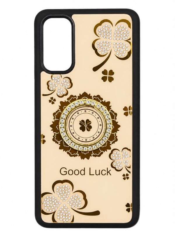 SPLENDID Diamond Glitter Ornaments Engraving Case Cover For Samsung Galaxy s20- Good Luck Floral Gold