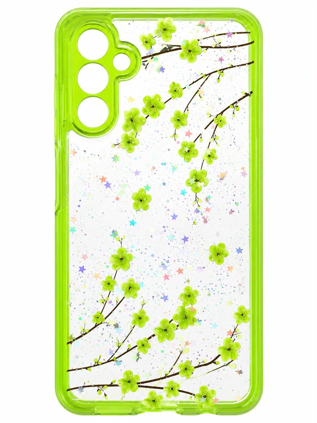 Floral Epoxy Glitter Colorful Frame Hybrid Case Cover Samsung A13 5G  - C