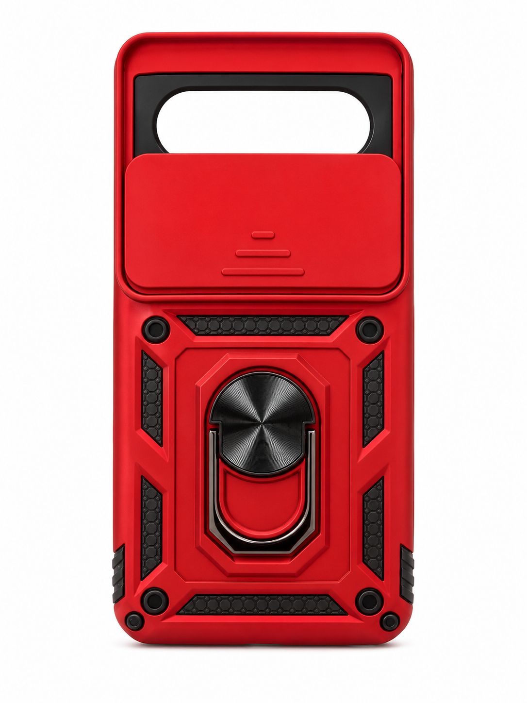 Well Protective Magentic Ring Stand Camera Protective Cover Case for Google Pixel 8 Pro 5G  - Red