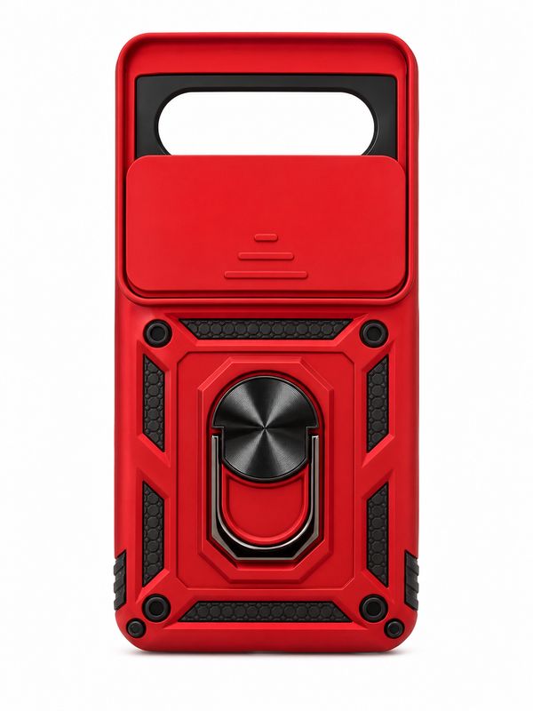 Well Protective Magentic Ring Stand Camera Protective Cover Case for Google Pixel 8 Pro 5G  - Red