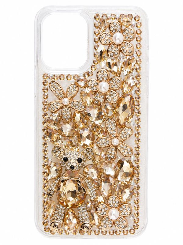 Full Diamond with Ornaments Hard TPU Case for Motorola G POWER 5G 2023  - Gold Panda Floral