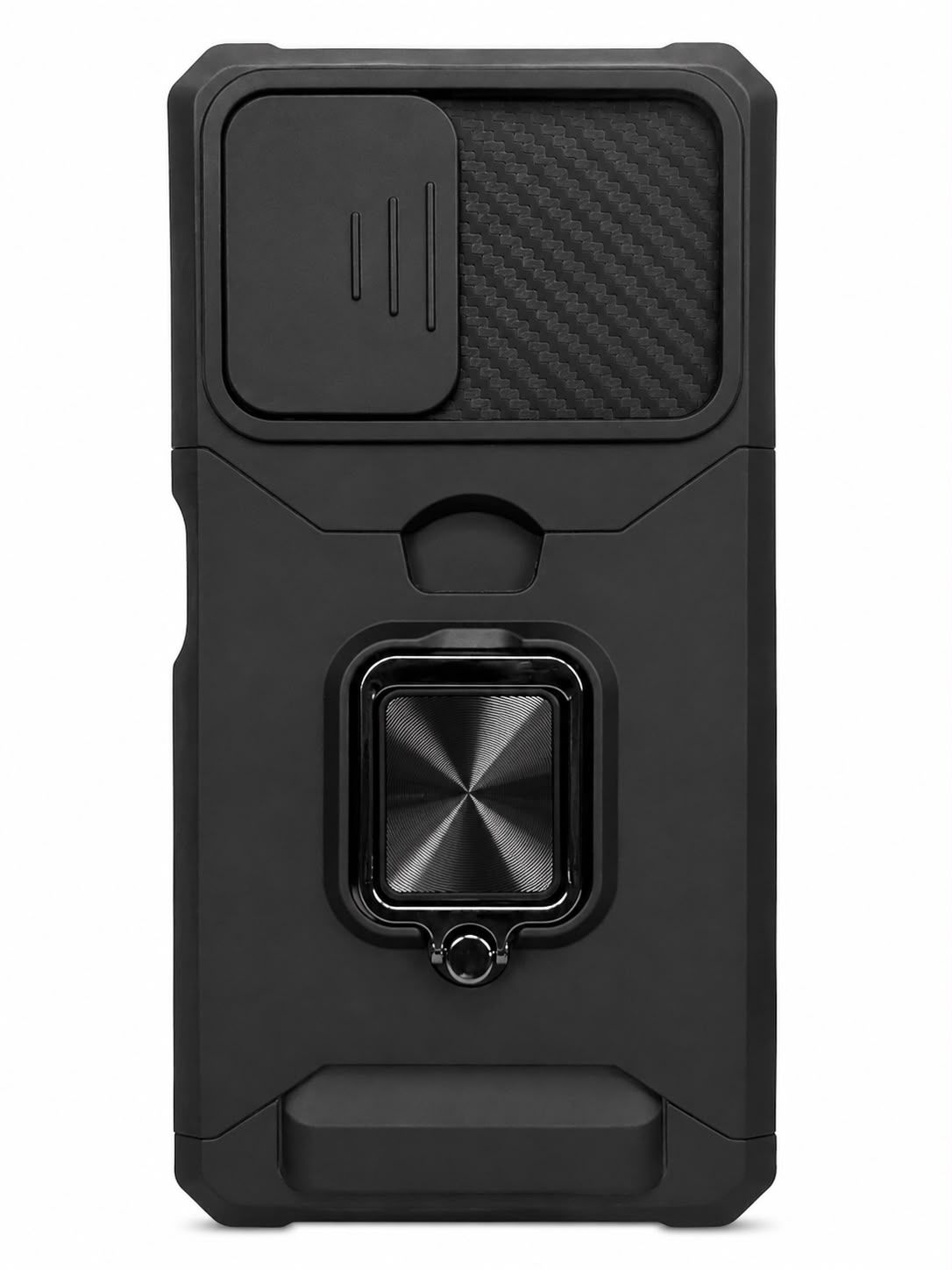 Multi-Functional Card Magnetic Ring Stand Hybrid Camera Case for Motorola Moto G Power 5g 2024  - Black
