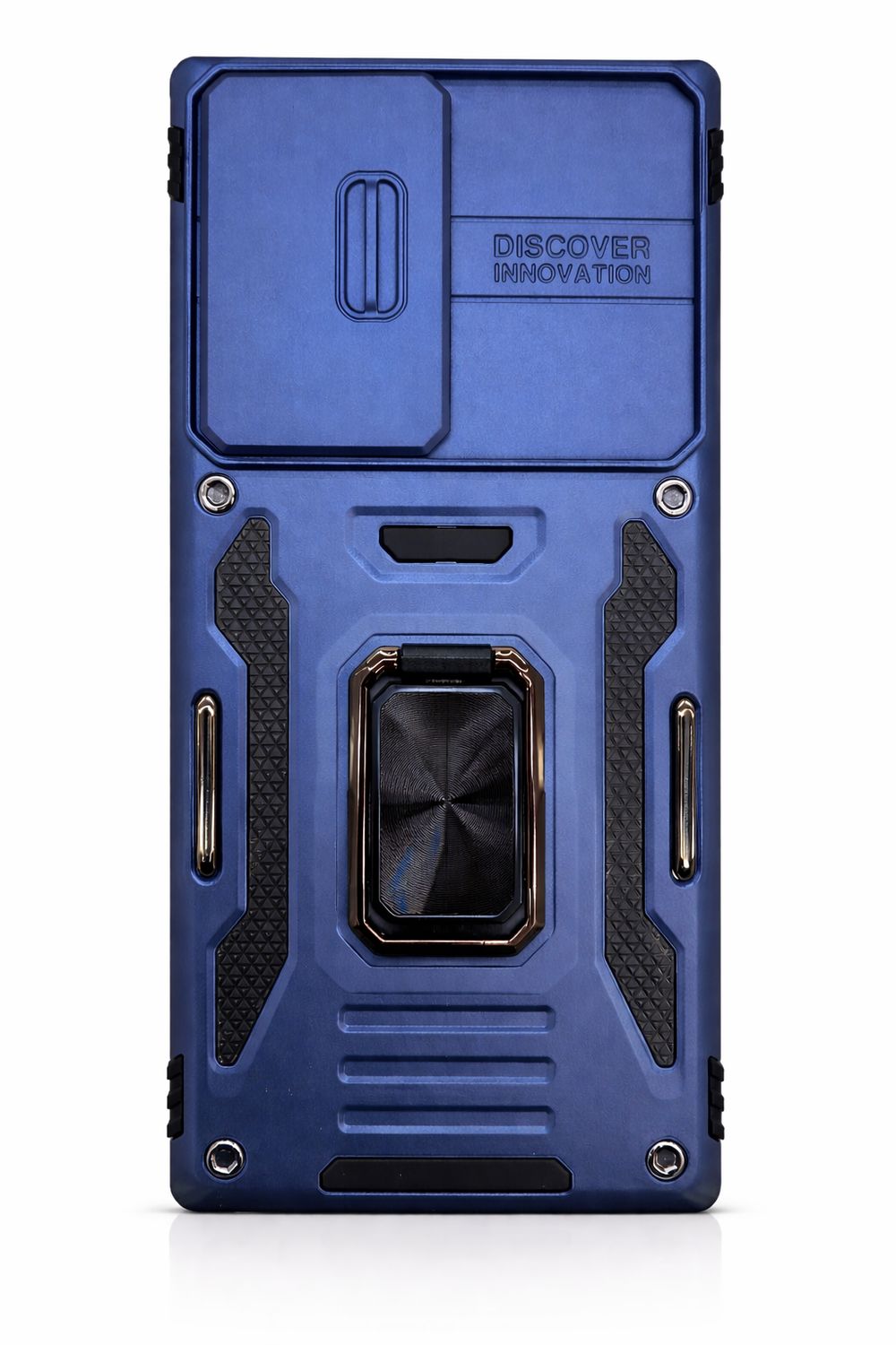 For Samsung S23 Ultra Utter Tough Metal Ring Movable Camera Window Hybrid Case Cover - Navy blue