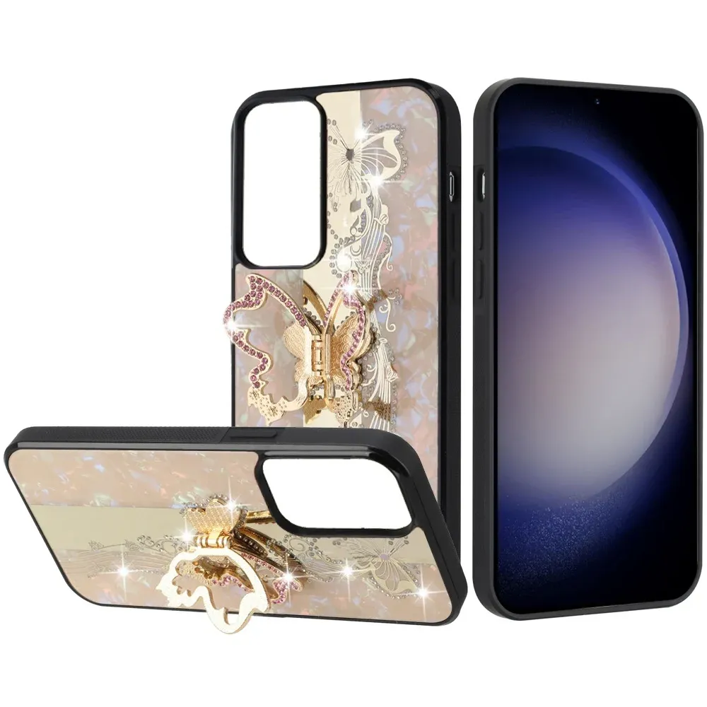 SPLENDID Diamond Glitter Ornaments SPLENDID Diamond Glitter Ornaments Engraving Case Cover For Samsung Galaxy s24 Ultra S - Enchanted Butterfly GoldEngraving Case Cover For Samsung Galaxy s24 Ultra S 