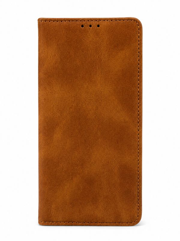 Wallet Premium PU Vegan Leather ID Card Money Holder with Magnetic Closure  for Motorola Edge Plus 2022 - Brown