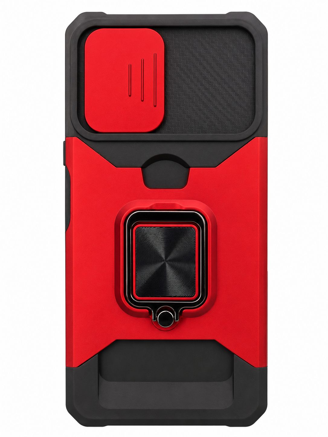 Multi-Functional Card Magnetic Ring Stand Hybrid Camera Case for Motorola Moto G Power 5g 2024 - Red