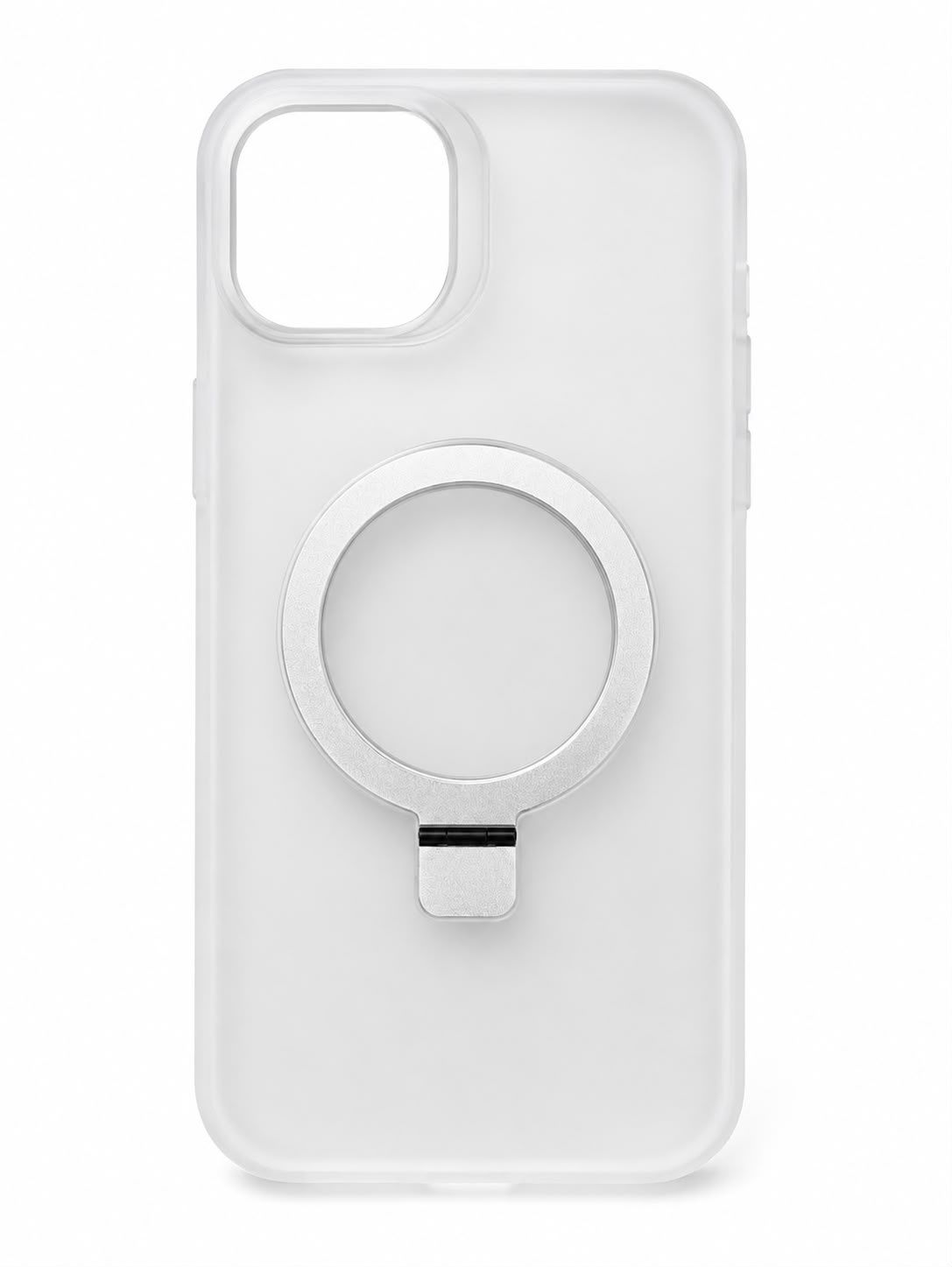 Skin Touch Feel HQ [Magnetic Circle] Kickstand Hybrid For iPhone 15 Plus - Matte Clear
