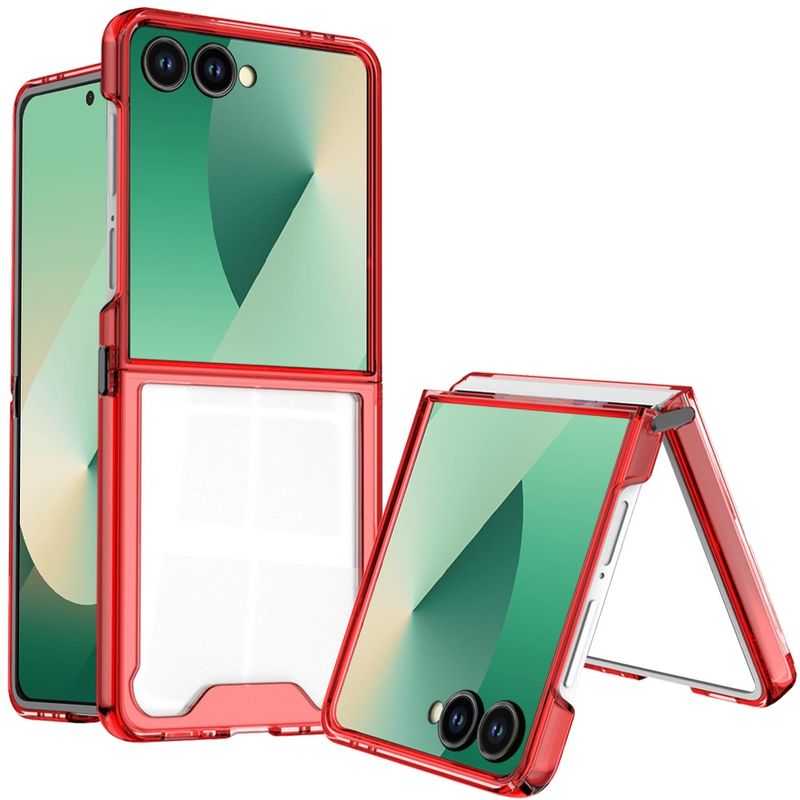 Transparent Hybrid Shockproof Case Cover For Samsung Z Flip 6 Flip- Red