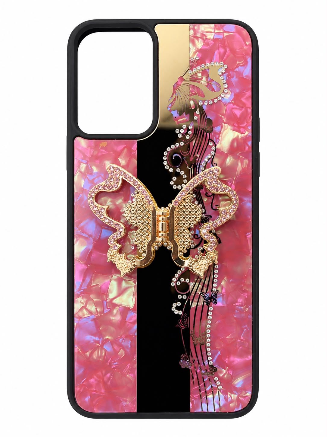 SPLENDID Diamond Glitter Ornaments Engraving Case Cover for Motorola Moto G 5G 2024 - Enchanted Butterfly Red