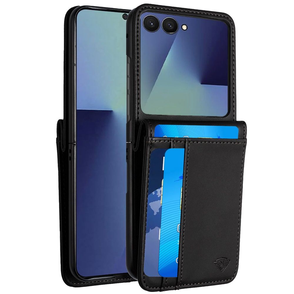 For Samsung Z Flip 6 Card Slot Wallet Holder Case Cover - Black