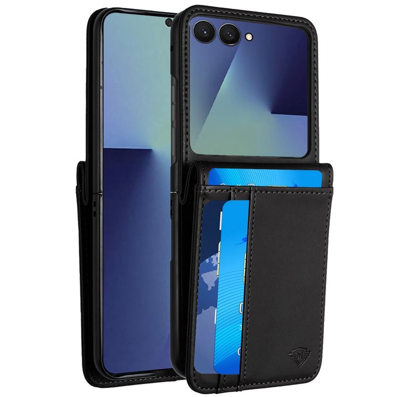For Samsung Z Flip 6 Card Slot Wallet Holder Case Cover - Black