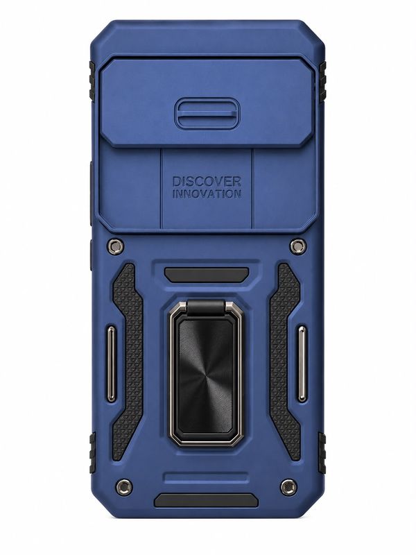 Utter Tough Metal Ring Movable Camera Window Hybrid Case Cover for Google Pixel 9 Pro XL 6.8 inch - Navy blue