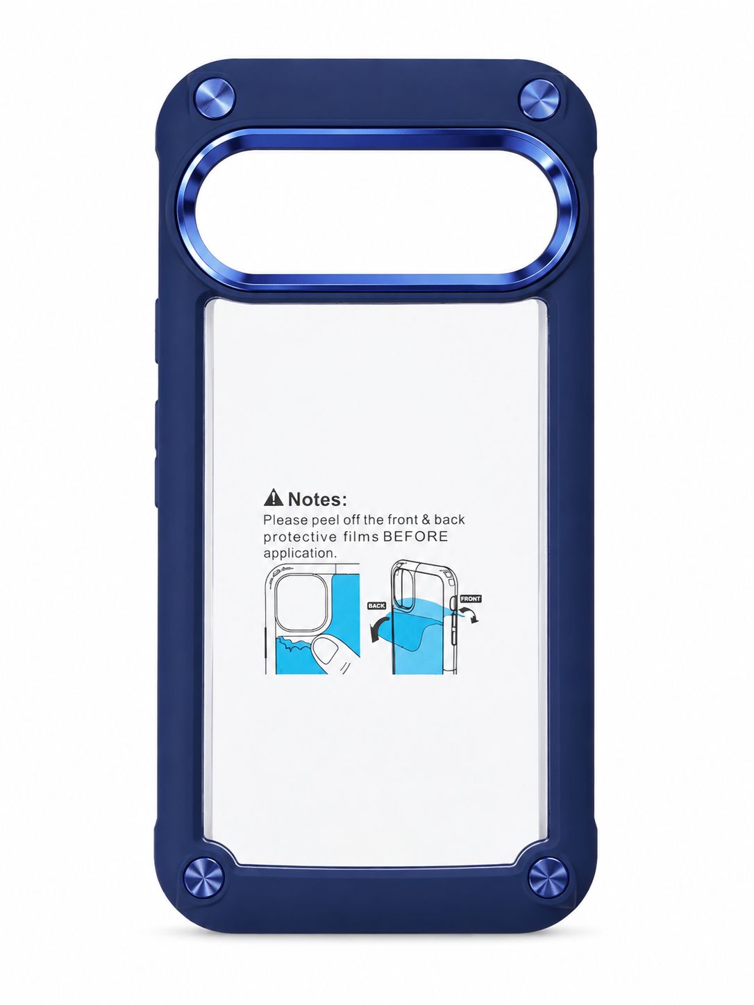 Ultimate CaseX Transparent Hybrid Case with Metal Buttons And Camera Edges Case for Google Pixel 9/9 Pro 6.3 inch  - Blue