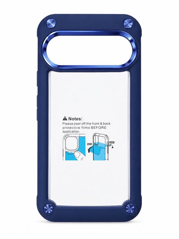 Ultimate CaseX Transparent Hybrid Case with Metal Buttons And Camera Edges Case for Google Pixel 9/9 Pro 6.3 inch  - Blue