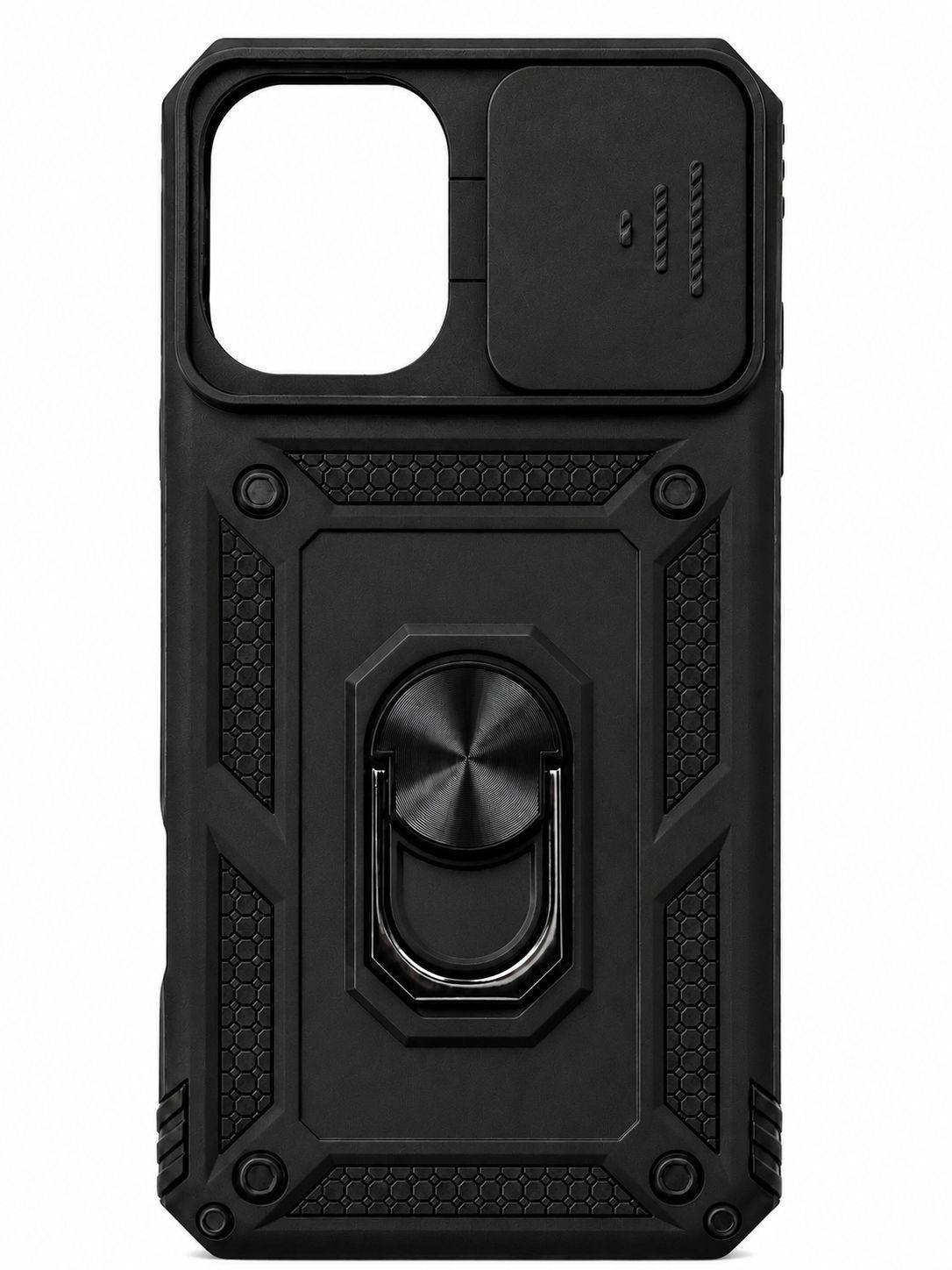 Well Protective Magnetic Ring Stand Camera Protective Cover Case for Iphone 16 Plus 6.7 inch - Black