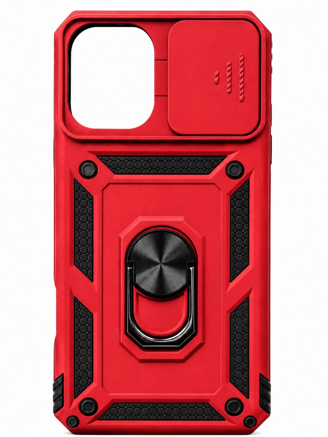 Well Protective Magentic Ring Stand Camera Protective Cover Case for Iphone 16 Plus 6.7 inch - Red