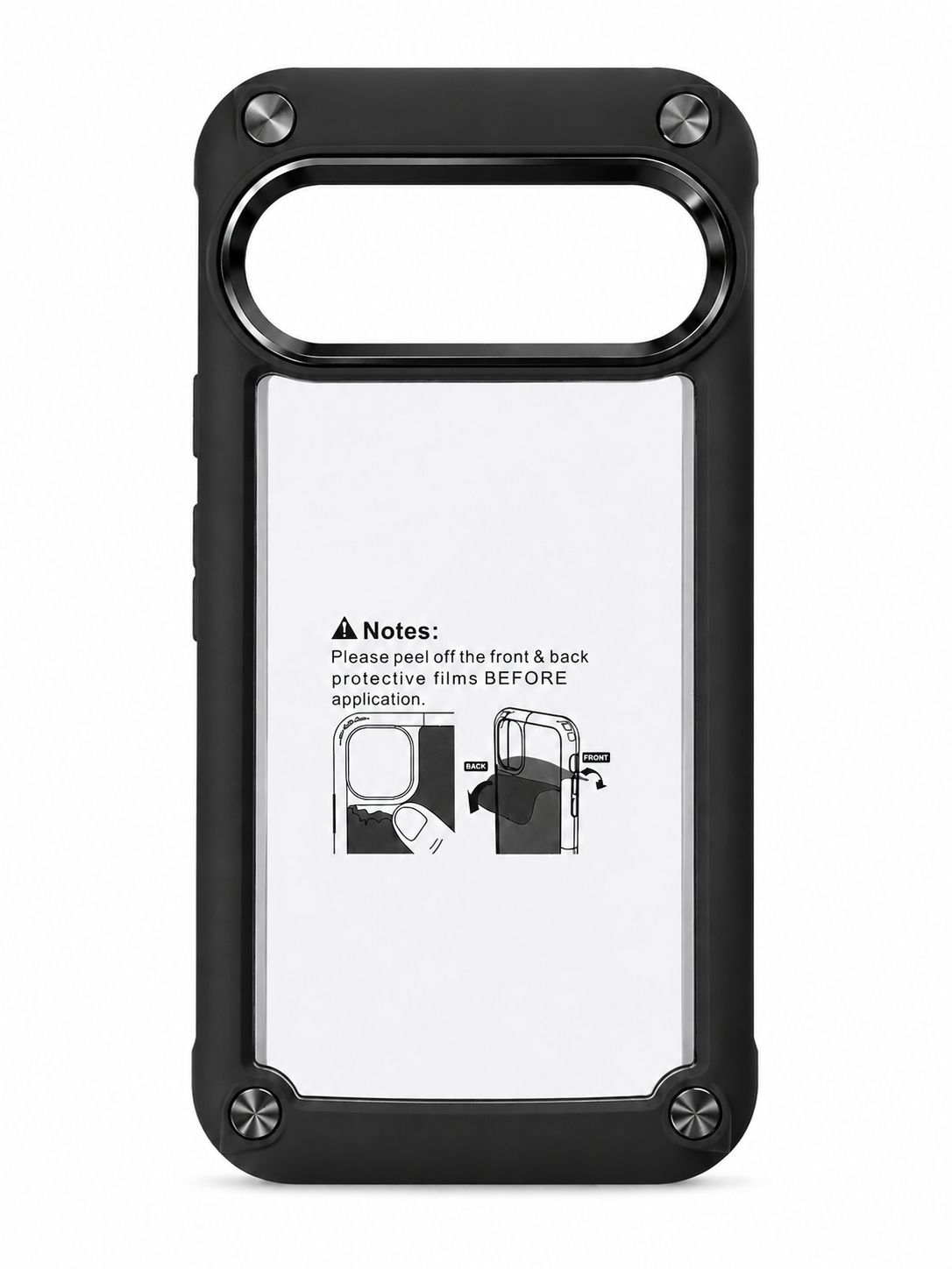 Ultimate CaseX Transparent Hybrid Case with Metal Buttons And Camera Edges Case for Google Pixel 9/ 9 Pro 6.3 inch  - Black
