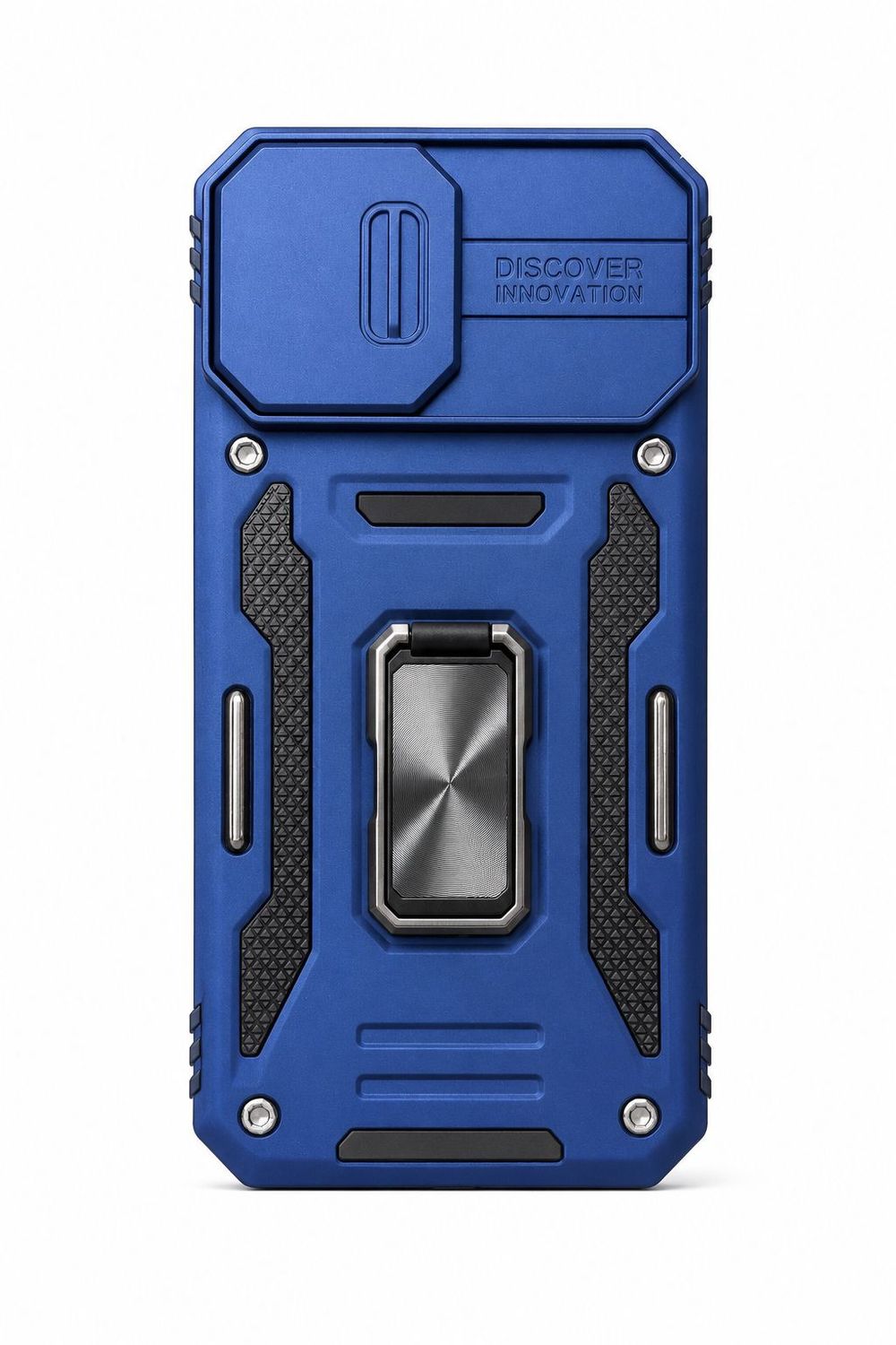 Utter Tough Metal Ring Movable Camera Window Hybrid Case for Iphone 16 Plus 6.7 inch - Blue