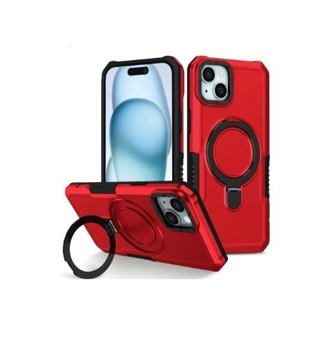 Armor Ring  Tuff Case for Iphone 15 Pro Max- Red