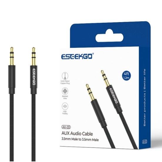 ESEEKGO 3.5mm To 3.5mm Audio Adapter AX-01 Black 1.2M
