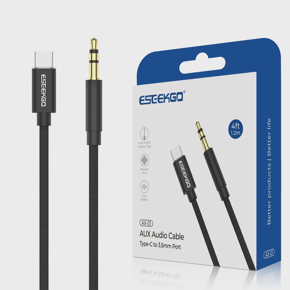 ESEEKGO 3.5mm To 3.5mm Audio Adapter AX-01 Black 1.2M