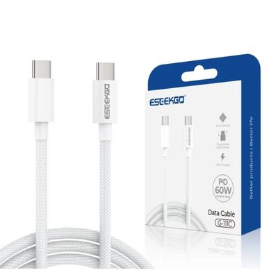 ESEEKGO Nylon Braided 1.2M White/4FT G-111C/Type c to Type c 60W [with packaging]