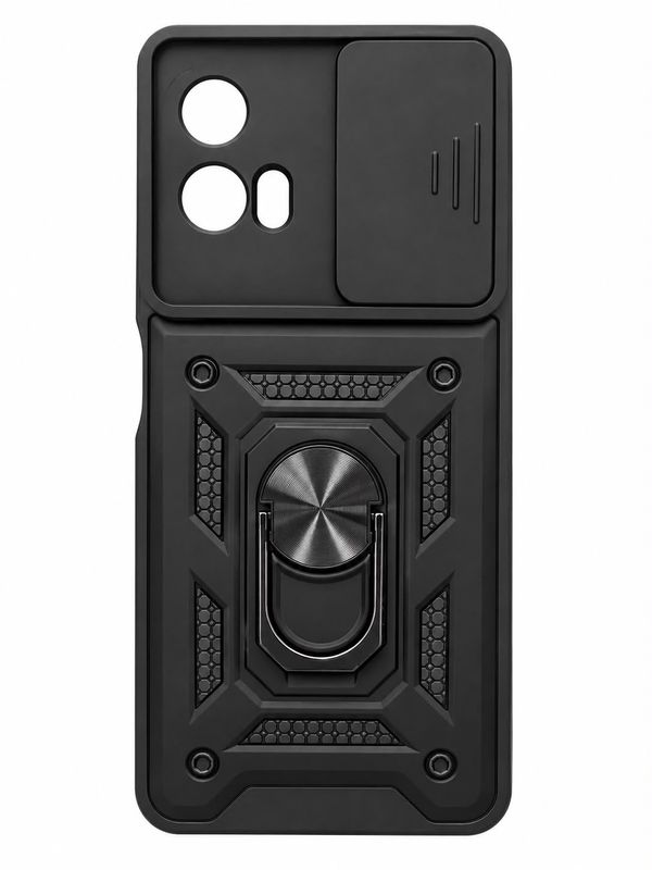Elite Camera Push Magnetic Ring Stand Hybrid Case for Motorola Moto G Power 5g 2024 - Black