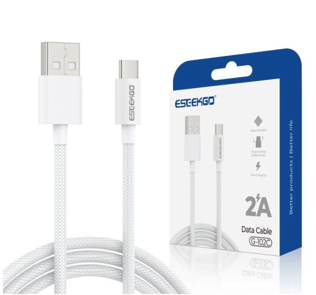 ESEEKGO Nylon Braided 1.2M Data Cable White 1.2M/4FT G-102C