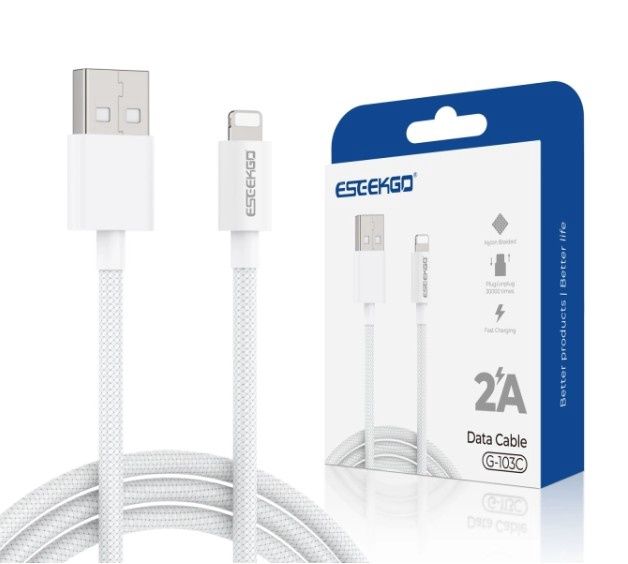 ESEEKGO Nylon Braided 1.2M Data Cable White 1.2M/4FT G-103C