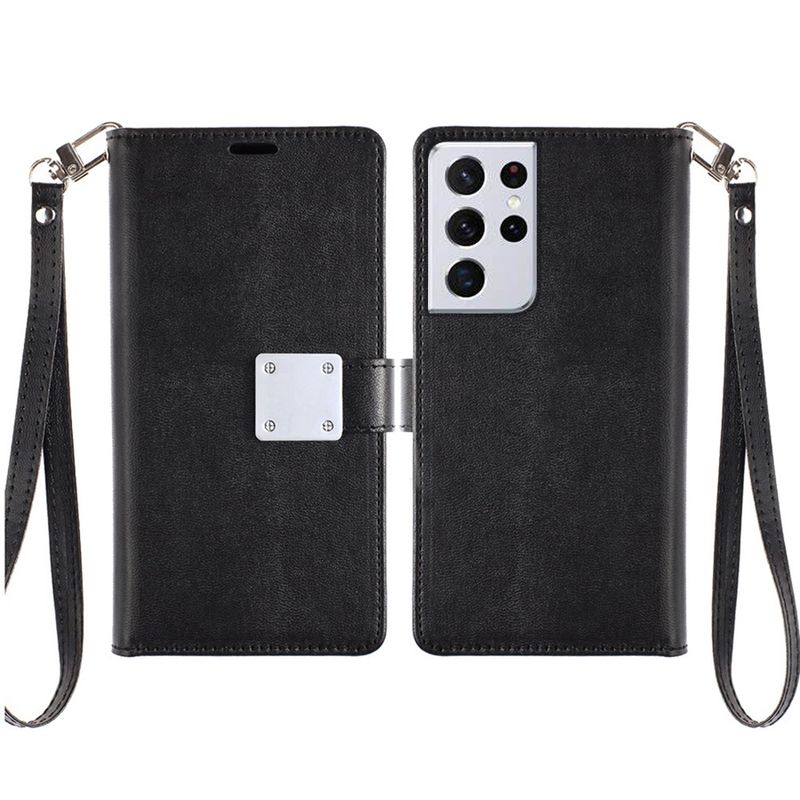 7.1inch Wallet ID Card Holder For Samsung S21 Ultra/S30 Ultra- Black
