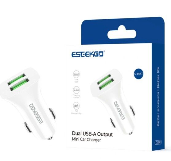 ESEEKGO Brand C-01AT Dual USB 2.4A Car Charger White