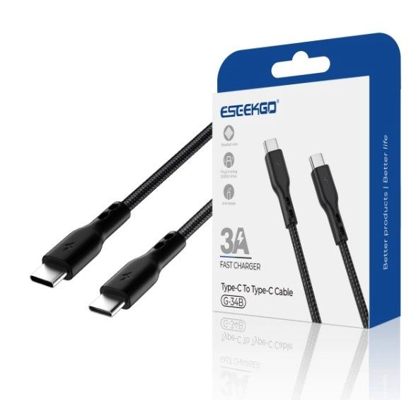 ESEEKGO Nylon braided Data Cable Black 1.2M/4FT G-34B
