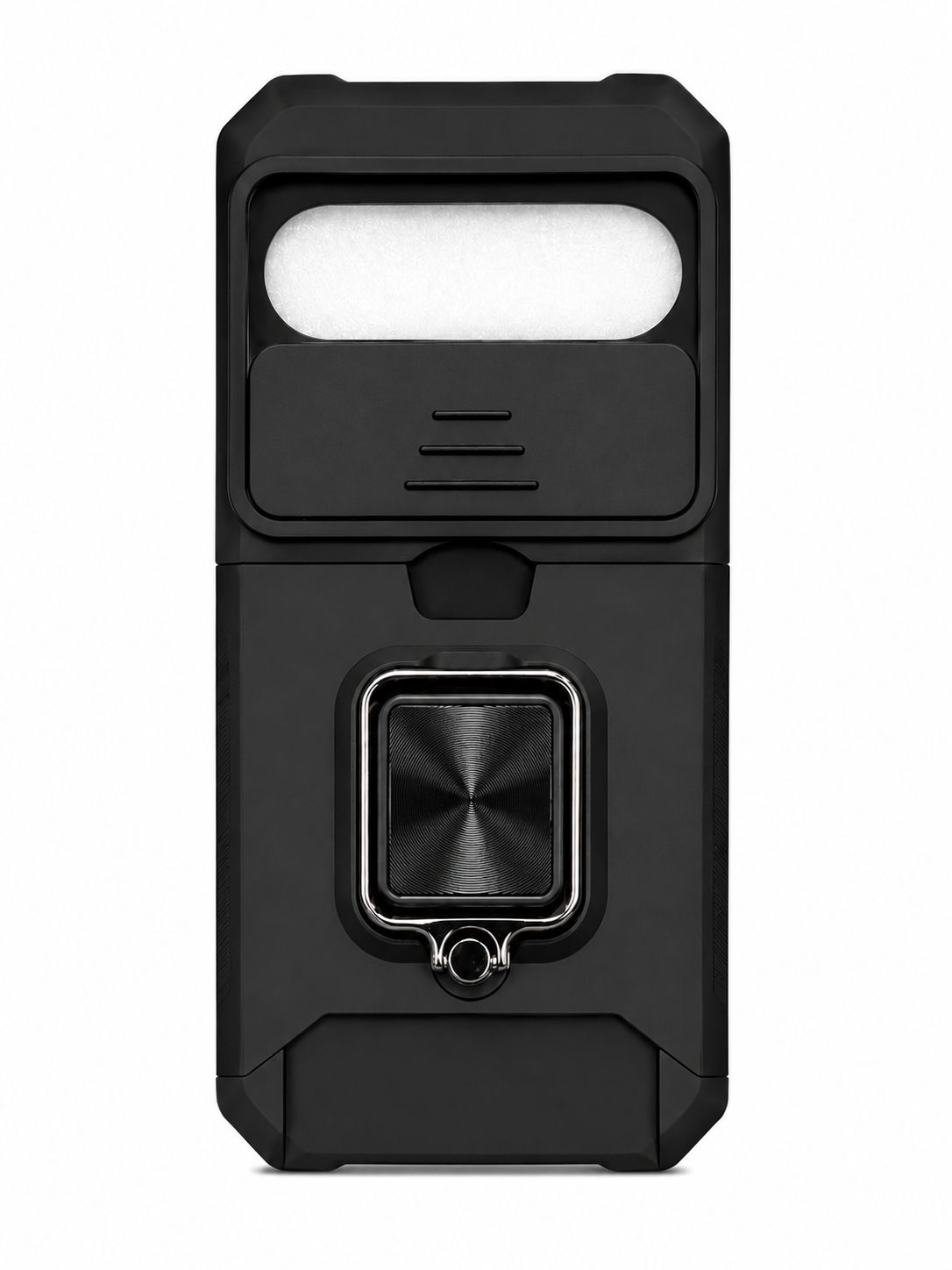 Multi-Functional Card Magnetic Ring Stand Hybrid Camera Case for Google Pixel 9 Pro XL 6.8 inch - Black