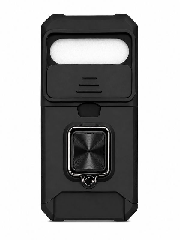 Multi-Functional Card Magnetic Ring Stand Hybrid Camera Case for Google Pixel 9 Pro XL 6.8 inch - Black