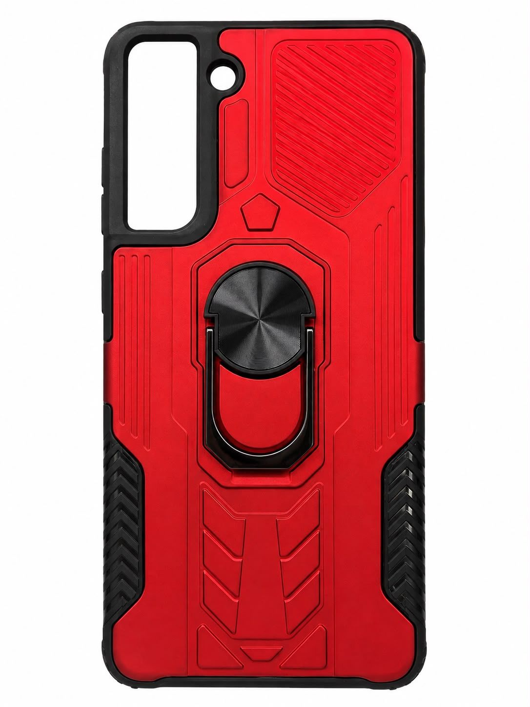 AQUA Strong Magnetic Ring Stand Hybrid Case Cover For Samsung Galaxy S21 FE- Red