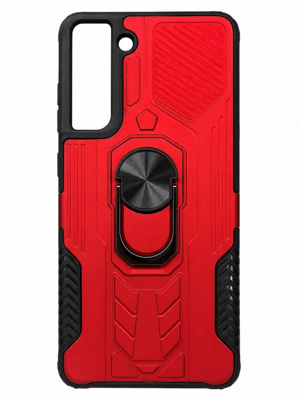 AQUA Strong Magnetic Ring Stand Hybrid Case Cover For Samsung Galaxy S21 FE- Red