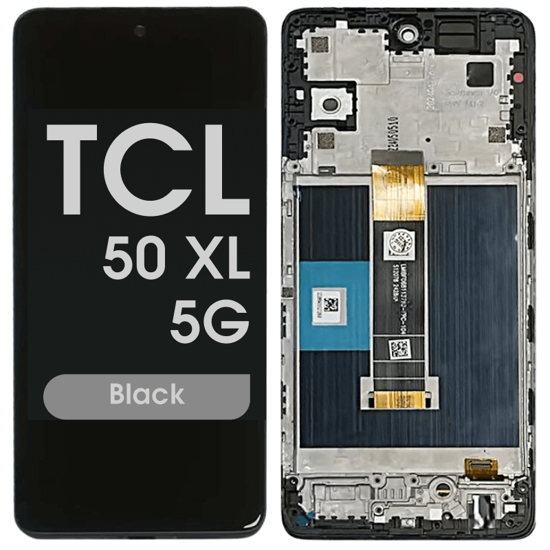 Refurbished - LCD and Screen Digitizer Assembly w/ Frame for TCL 50 XL 5G (T702W) (Black)