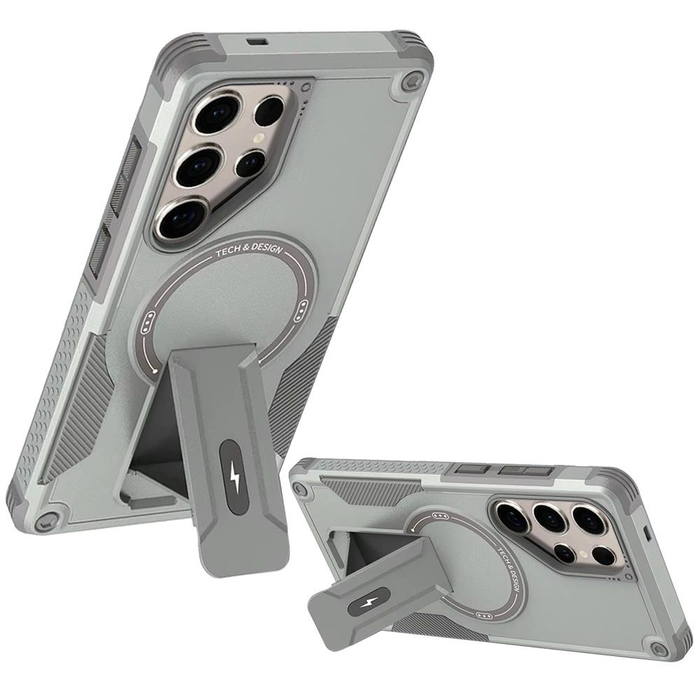 For Samsung s25 Ultra Sturdy Bracket Kickstand Magnetic Hybrid - Grey