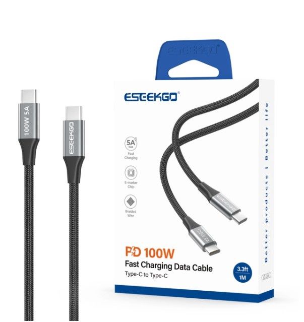 ESEEKGO ES-C100 Type-C To Type-C 100W Fast Charging Cable 1M