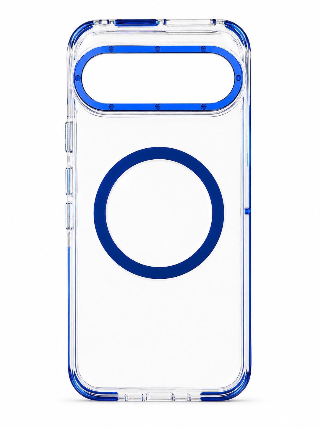 Matching Color Frame Strong Magnetic Ring Circle Transparent HQ Thick Hybrid Case for Google Pixel 9/ 9 Pro 6.3 inch - Blue