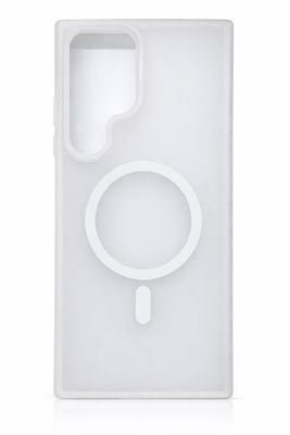 For Samsung S23 Ultra [Magnetic Circle] Smooth Safe Matte Feel Hybrid Case - Clear