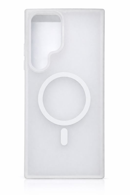 For Samsung S23 Ultra [Magnetic Circle] Smooth Safe Matte Feel Hybrid Case - Clear