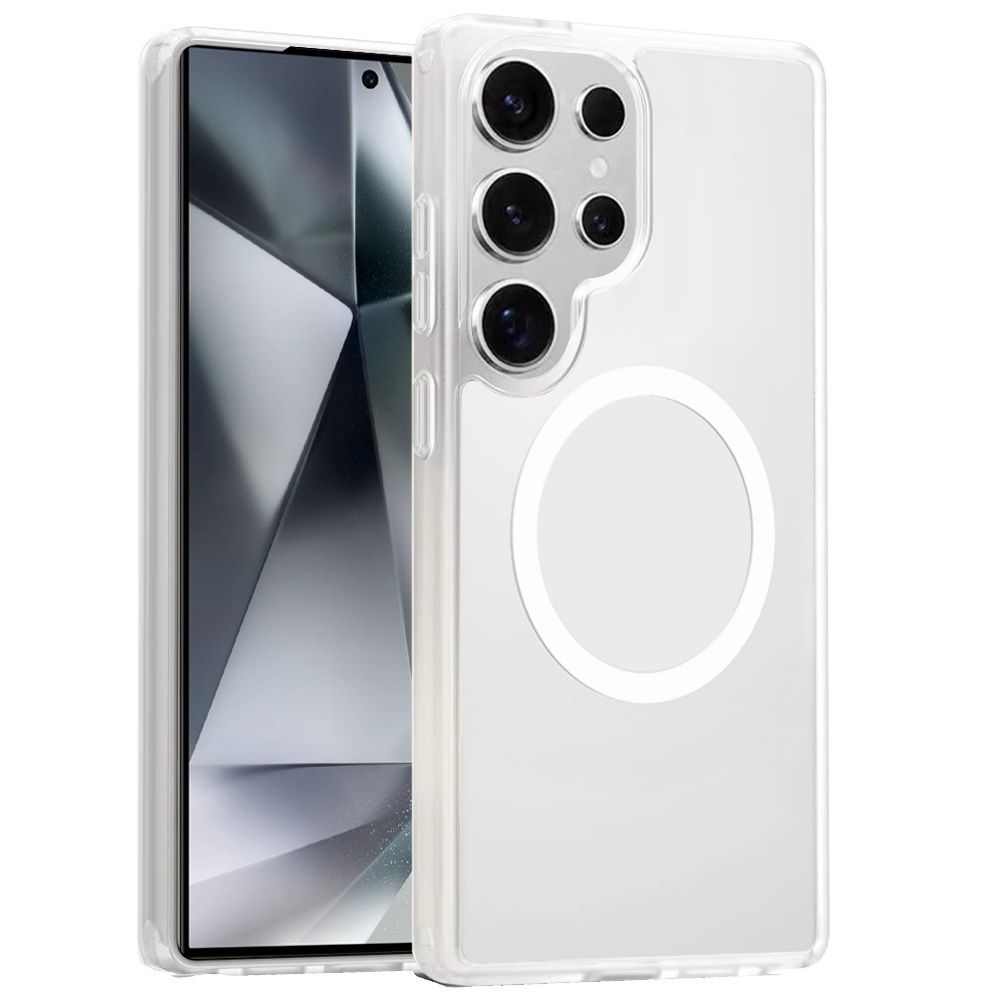 For Samsung Galaxy s24 Ultra [Magnetic Circle] Smooth Safe Matte Feel Hybrid Case - Clear